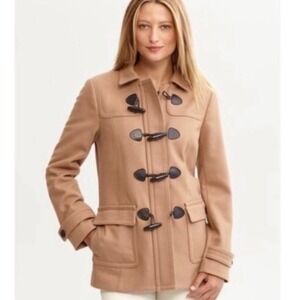 Banana Republic Women's Camel Wool Duffle Coat Toggle Buttons  Medium